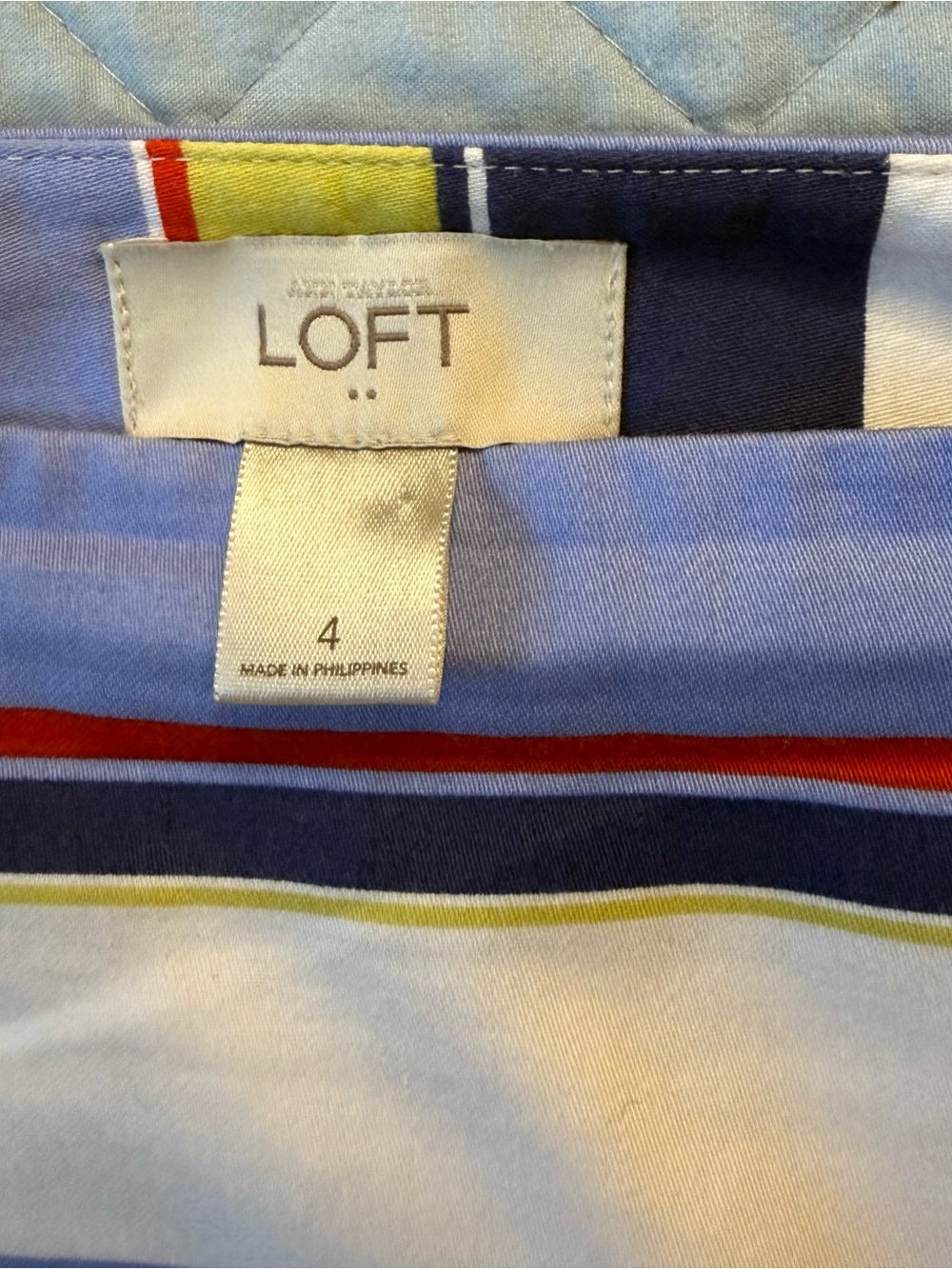 LOFT Striped Pencil Skirt in Light Blue, Navy, Red, Yellow